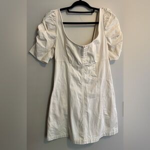 Free People Off White Denim Puff Sleeve Dress